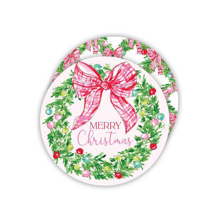 Merry Christmas Wreath Paper Coaster